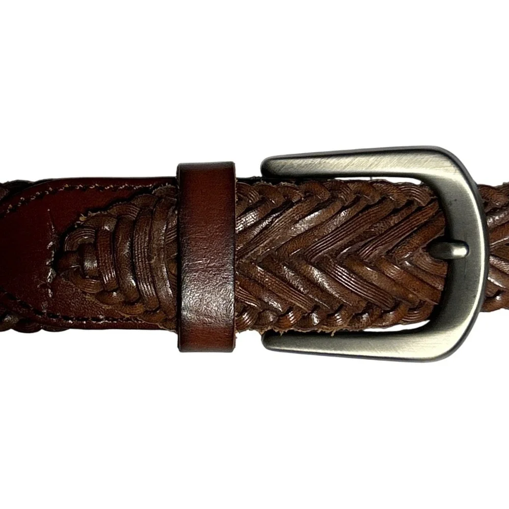 Tommy Bahama Mens Brown Braided Genuine Leather Belt Size 40